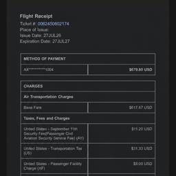 Flight Receipt Amount Edit