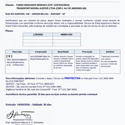 Vehicle Treatment Certificate Edit