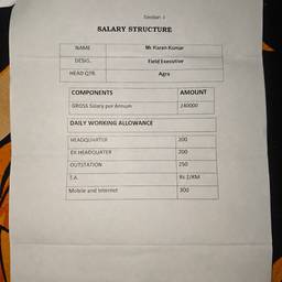 Edit Salary Structure Amount