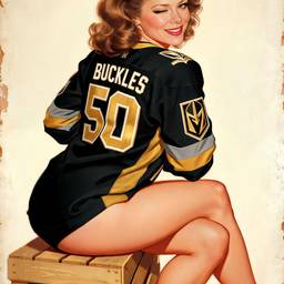 Vintage Pin-Up Hockey Art