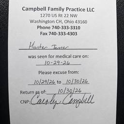 Doctor's Note Date Change