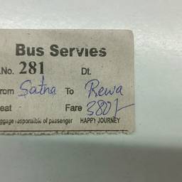 Bus Ticket Text Edit