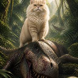Cat Defeats Dinosaur