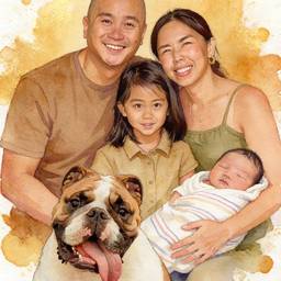 After - Family Watercolor Portrait AI
