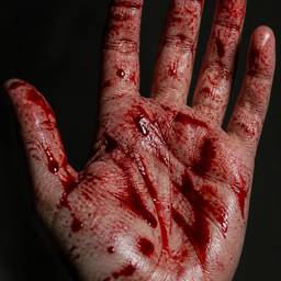 Bloodied Hand Close-Up