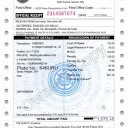 DMV Receipt Date Edit
