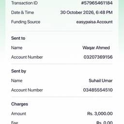 Easypaisa Payment Receipt Edit