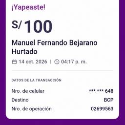 Depois - Editar a data do recibo do Yape