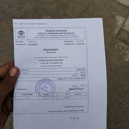 Fee Receipt Amount Edit