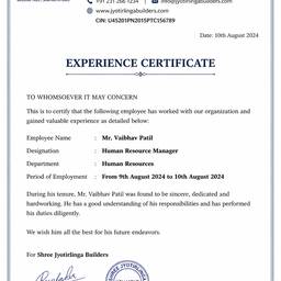 Experience Certificate Generator