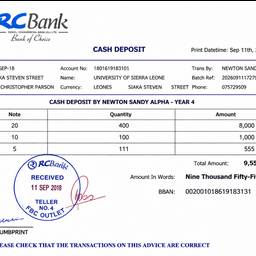 Bank Receipt Edit