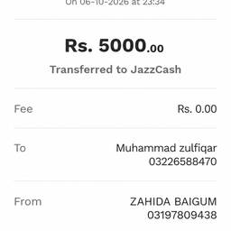 After - JazzCash Payment Receipt Edit