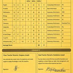Edit Name on Report Card