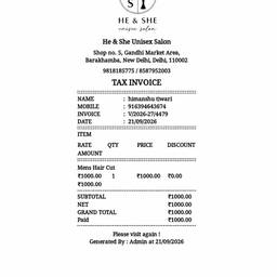 Salon Invoice Edit