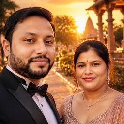Romantic Couple Temple Sunset