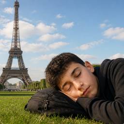 Depois - Cochilando na Torre Eiffel