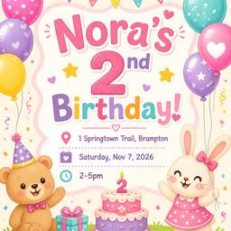 Nora's 2nd Birthday Invite