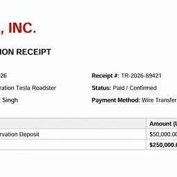 Tesla Receipt Edit