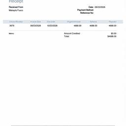 Receipt Date Amount Edit