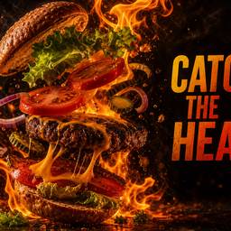 Flaming Burger Ad Shot
