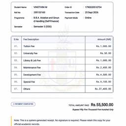 Edit Fee Receipt Amount