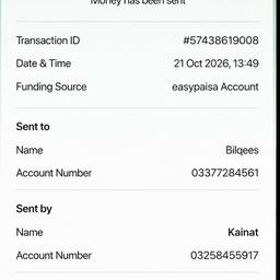 Antes - Editar recibo de Easypaisa
