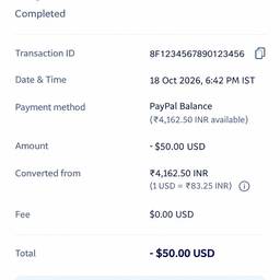 Antes - Edição de Recibo do PayPal