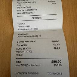 Depois - Editar recibo de restaurante