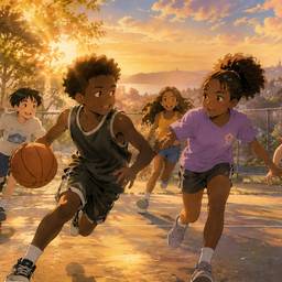 Anime Kids Basketball Expressions