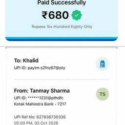 UPI Payment Screenshot Edit