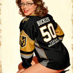 Nachher - Vintage Pin-Up Hockey Trikot