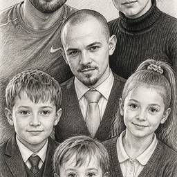 Family Pencil Sketch Portrait