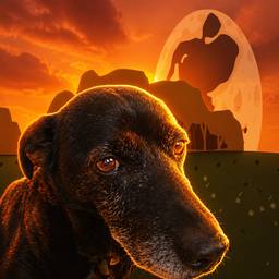 Après - Retouche Éclairage Coucher de Soleil pour Chien