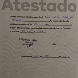 Handwritten Date on Atestado