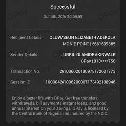Edit OPay Receipt Sender Details
