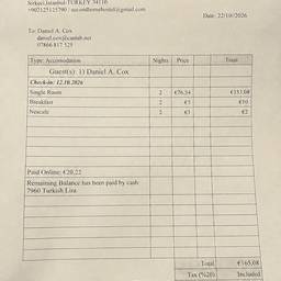 Editable Hostel Receipt