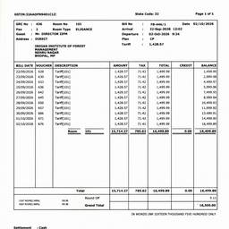 Hotel Bill Row Edit