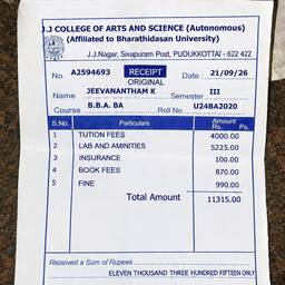 Depois - Edição de Data em Recibo Universitário