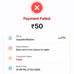 Failed UPI Payment Screenshot