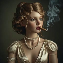 Depois - Retrato de Glamour Vintage com Fumaça