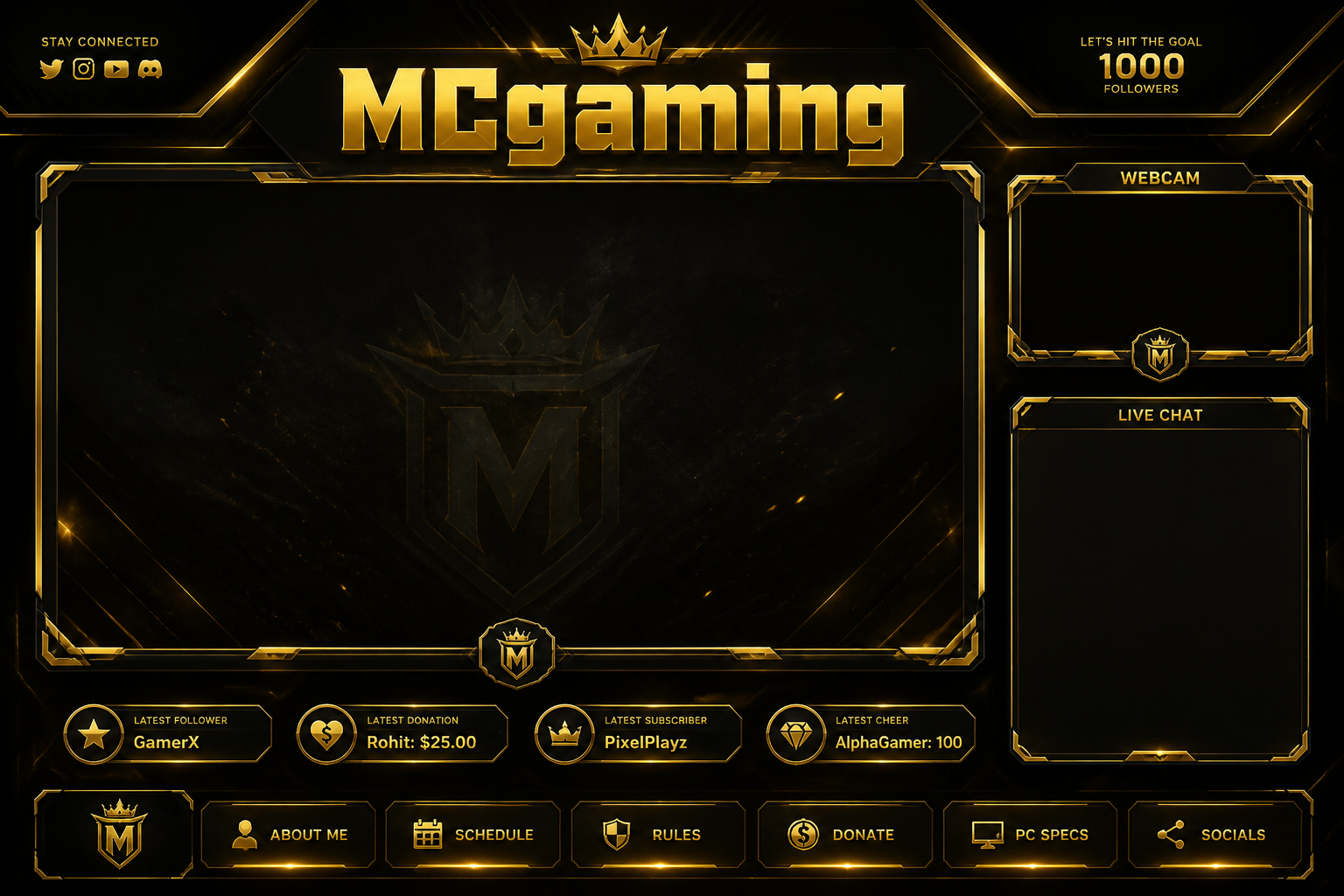 Luxury Gold Twitch Overlay | ImageGPT