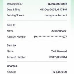Easypaisa Receipt Amount Edit