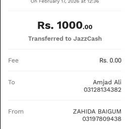 Before - JazzCash Payment Receipt Edit