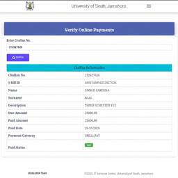 University Challan Payment Edit