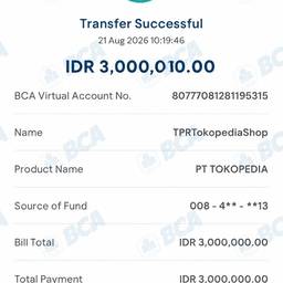 Edit Bank Transfer Amount