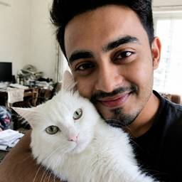 Realistic Man and Cat Portrait