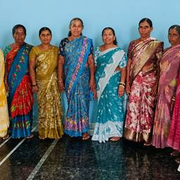 Blue Background Group Photo