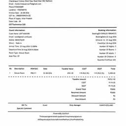 Hotel Invoice Amount Edit