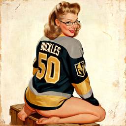 Nachher - Vintage Pin-Up Hockey Kunst