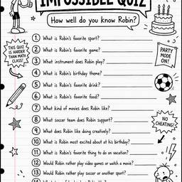 Birthday Quiz Game Sheet